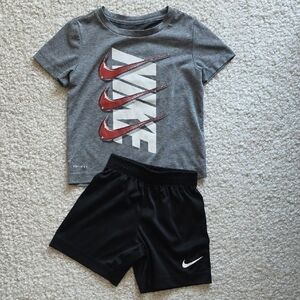 Nike Kids Gray Tee and Black Shorts Set
